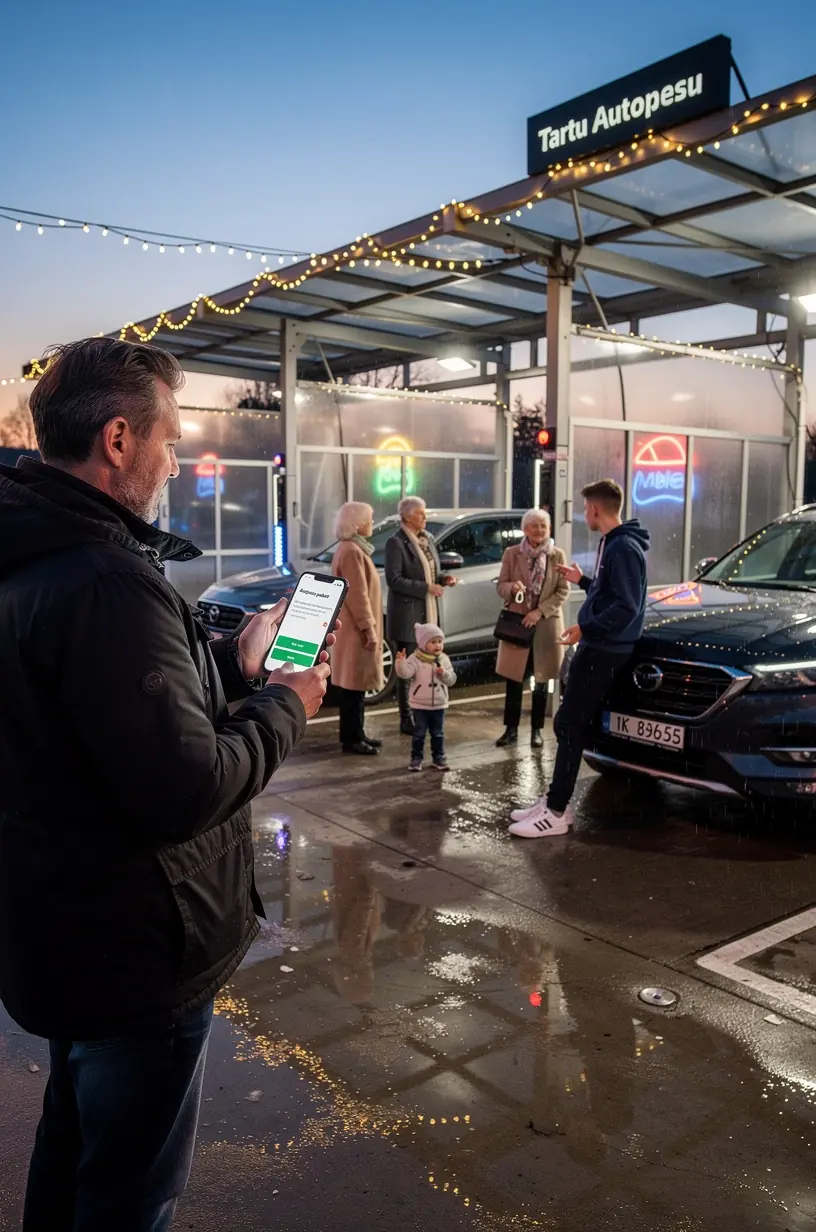 Konsultatsioonipilt, kus jagatakse praktilisi näpunäiteid auto hoolduseks ja pesuliikmete valimiseks.